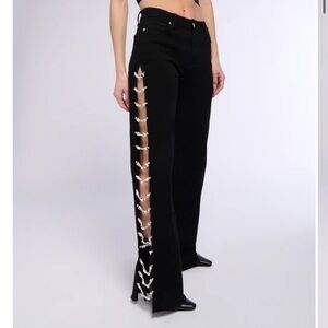 Akira COVERED IN DIAMONDS RELAXED JEANS IN BLACK 24